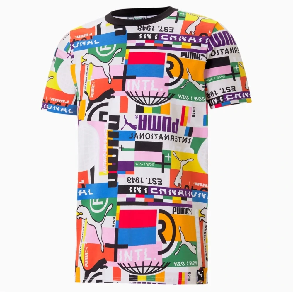 Puma International Mens Multicolor Graphic T-Shirt